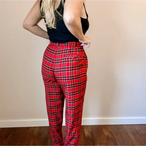 Galli Designs Pants Jumpsuits Vintage Red Tartan Plaid